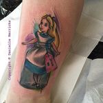 Alice in Wonderland tattoo by Danielle Merricks. #Disney #AliceinWonderland #watercolor #DanielleMerricks #drinkme
