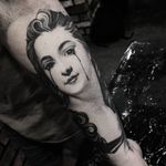 Black tears tattoo by Kurt Staudinger #KurtStaudinger #ladytattoos #blackandgrey #darkart #portrait #realistic #realism #illustrative #tears #woman #lady #face #eyes