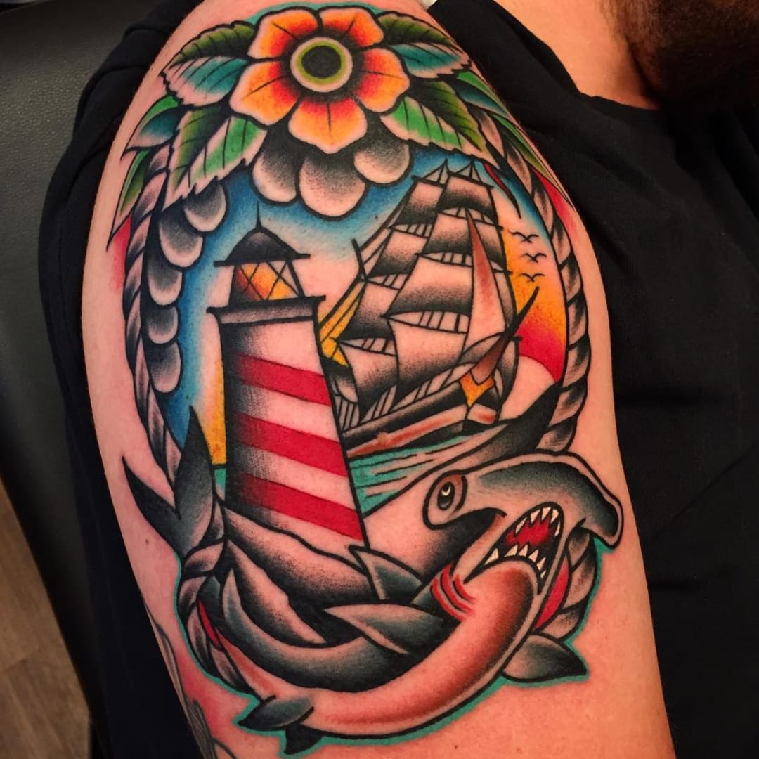 Lighthouse Tattoos Meanings Tattoo Designs  Artists  Lighthouse tattoo  Nautical tattoo sleeve Ship tattoo sleeves