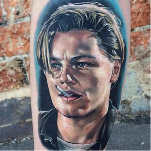 Leonardo DiCaprio tattoo by Jordan Croke #JordanCroke #realistic #portrait #LeonardoDiCaprio