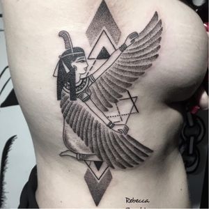 Tattoo by Rebecca Zombie Smania #Egypt #egyptian #triangles #dotwork #RebeccaZombieSmania