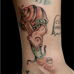 Drunken Snail by Chelsea Shoneck (via IG-chelseashoneck) #weird #neotraditional #pinup #animal #color #ChelseaShoneck
