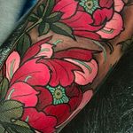 Peony flower tattoo by Elliott Wells #peony #peonies #flower #japanese #ElliottWells #triplesixstudios