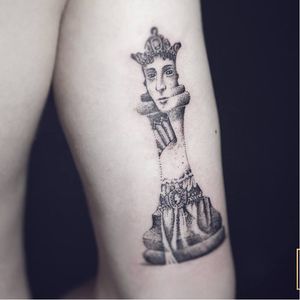 Queen tattoo by Kalawa #Kalawa #dotwork #blackwork #queen #chesspiece #chess
