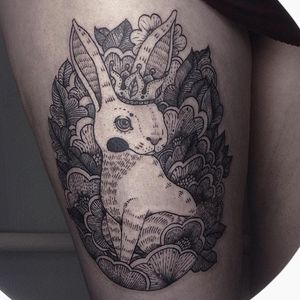 Rabbit tattoo by Maria Velik #MariaVelik #illustrative #linework #rabbit