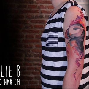 Graphic tattoo by Emilie B. #puffin #EmilieB #graphic #watercolor #bird