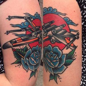X-Wing Tattoo by Drew Cottom #xwing #starwars #xwingstarfighter #spaceship #rogueone #theforceawekens #DrewCottom