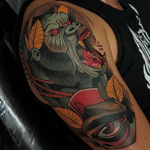Tattoo uploaded by Robert Davies • Neo Traditional Gorilla Tattoo by