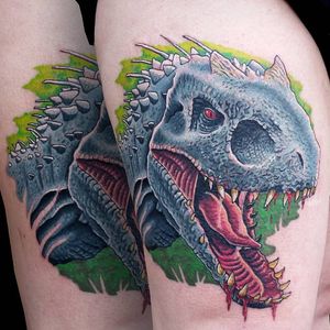 Indominus Rex tattoo by Zac Kinder #ZacKinder #JurassicPark #JurassicWorld #dinosaur #indominusrex