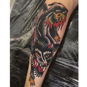 Traditional style grim reaper riding a wolf by Daniel Pap. #traditional #wolf #grimreaper #DanielPap