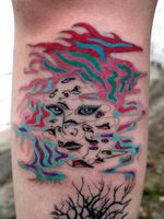 Portrait tattoo by Julian Llouve. #JulianLlouve #color #portrait #linework #surreal #eyes #ladyhead #watercolor