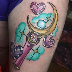 A depiction of Sailor Moon's crescent wand via Kelly McGrath (IG—kellymcgrathart). #colorful #gemstones #jewelry #KellyMcGrath #ornamental
