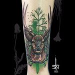 Tattoo by Sanni Tormen #graphic #abstract #watercolor #stag #contemporary #SanniTormen