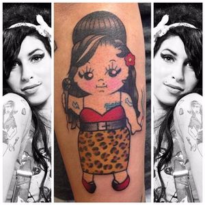 Amy Winehouse Kewpie Doll Tattoo by Cass Bramley #kewpiedoll #kewpie #CassBramley #AmyWinehouse #tribute