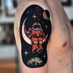 Astronaut tattoo by David Cote. #astronaut #space #DavidCote #trippy