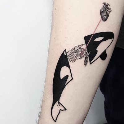 whale outline tattoo