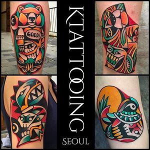 Abstract Tattoos by K Lee @KTattooing #KLee #KTattooing #Neotraditional #Traditional #Seoul #Korea #abstract #vivid