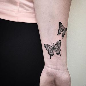 Butterfly on the arm. (via IG - jordy_hooper) #Black #BlackTattoos #JordanHooper #butterflies