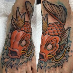 Magikarp Tattoo by Matt Buck #magikarp #magikarptattoo #pokemon #pokemontattoo #pokemontattoos #koi #koitattoo #koitattoos #fish #fishtattoo #MattBuck