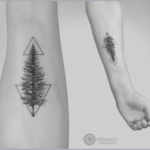 Fir tree tattoo by Mindaugas Bumblys #MindaugasBumblys #geometric #nature #blackwork #tree #firtree