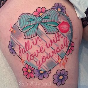 Pinkwork self-love tattoo by Sam Whitehead. #pinkwork #kawaii #girly #cute #SamWhitehead #heart