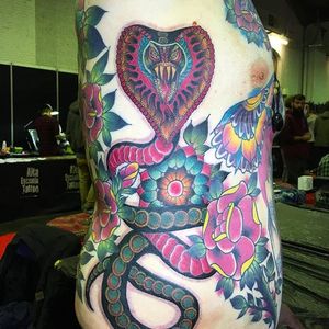 Cobra tattoo by @kajsa_redrosetattoo #redrosetattoo #gothenburg #sweden #psychedelic #neotraditional #geometric #mendhi #cobra #snake