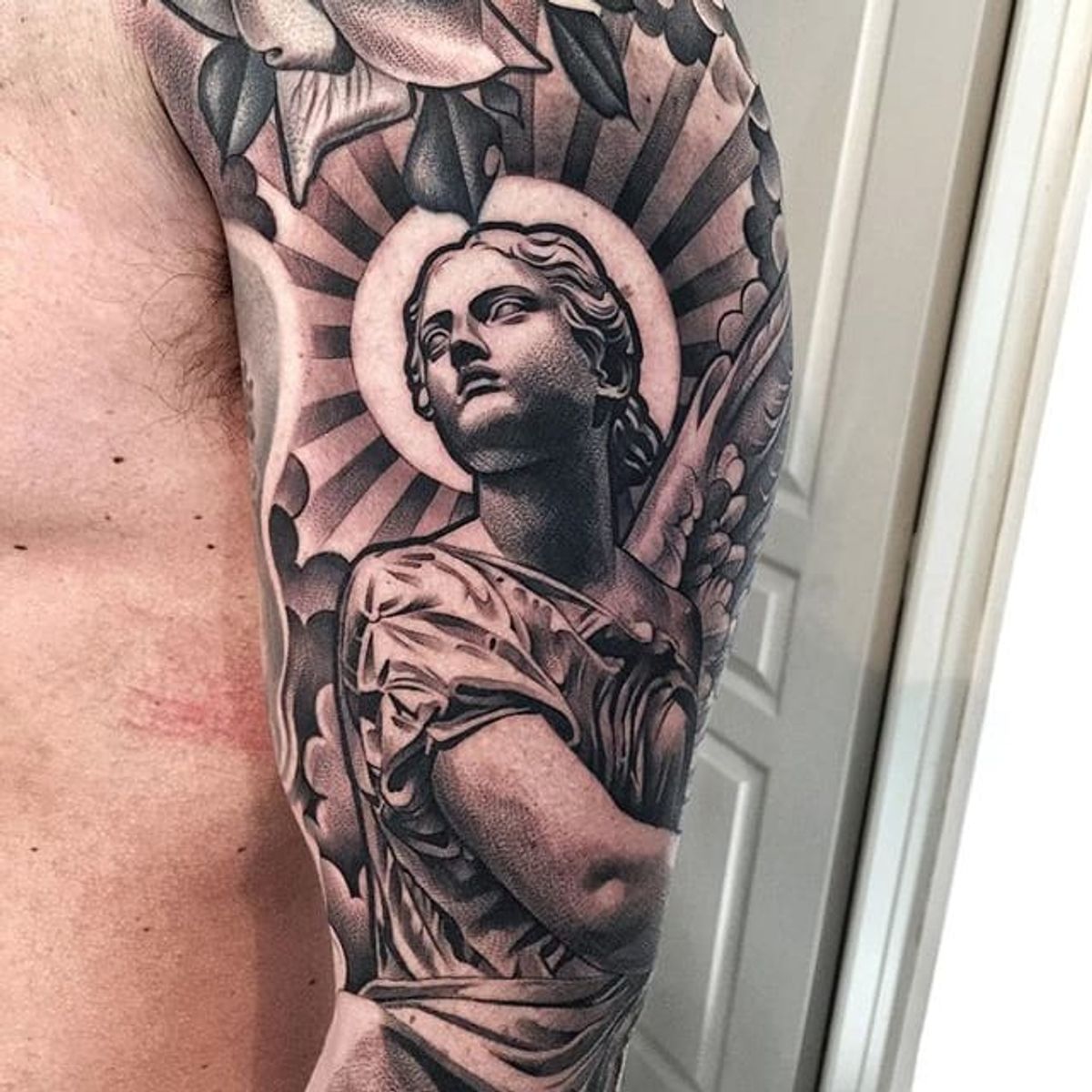 Tattoo uploaded by Ross Howerton • A statuesque tattoo of a female ...