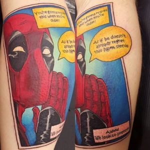 Haha!! Deadpool tattoo, artist unknown #Deadpool #comic #marvel