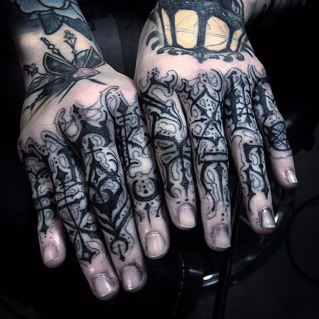 Tattoo uploaded by Xavier  Blackwork finger tattoo by OilBurner  OilBurner blackwork metal dark gothic handstyle metal  Tattoodo