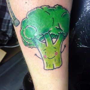 Cute happy broccoli, by Tom Cooke #TomCooke #broccolitattoo