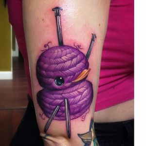 Knitting duck tattoo by Steven Compton #StevenCompton #newschool #knitting #rubberduck #duck