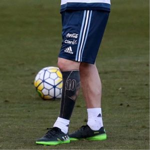 Lionel Messi's leg tattoo. #LionelMessi #LegTattoo #Blackwork #Barcelona #Argentina