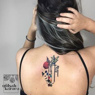 Conceptual science-inspired botanical tattoo by Gülşah Karaca. #GulsahKaraca #illustrative #graphic #technicolor #trippy #geometric #science #botanical #conceptual