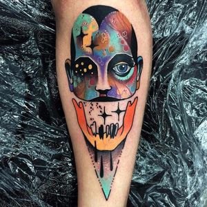 Todas essas cores... #LittleAndy #AndrewMarsh #gringo #surrealismo #surrealism #abstract #abstrato #fullcolor #colorido #pontilhismo #dotwork #face #skull #caveira #olho #eye #neotraditional