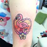 Flamingo tattoo by Clara Ambrosia. #ClaraAmbrosia #cute #fun #flamingo