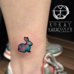Bunny watercolor tattoo by Koray Koragazler. #bunny #rabbit #cute #watercolor #bunnytattoo