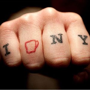Sam Penix's awesome coffee-themed NYC knuckle tattoo. Photo by Ashley Gilbertson #coffee #copyright #EverymanExpresso #knuckles #ILoveNewYork #SamPenix