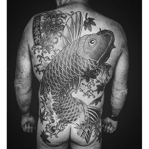 Koi fish, leaves and cherry blossoms by by Kian Forreal. #japanese #traditionaljapanese #koifish #KianForreal #Horisumi