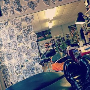 Tattoo Artist Joe Frost in his studio. (via IG—hellomynamesjoe) #TattooArtist #Tattooist