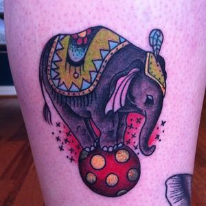 Circus Elephant Tattoo by @crumpett_tattoo #circuselephant #circus #elephant #traditional