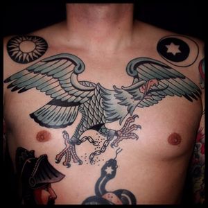 White Eagle Tattoo by Sebastian Domaschke #eagle #whiteeagle #traditional #neotraditional #bold #classic #oldschool #SebastianDomaschke #chest