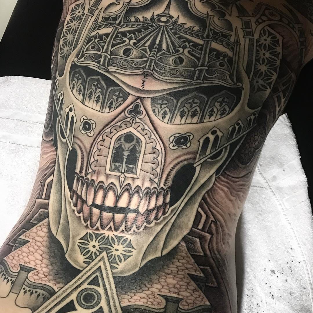 arm geometric skull tattoo  Trendy tattoos Knee tattoo Geometric tattoo