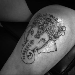 Ornamental elephant dotwork tattoo #BodilSchilperoord #dotwork #elephant #ornamental #ornaments #detail #animal #linework