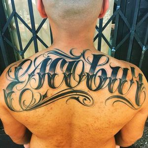 Escobar Lettering Tattoo by Orks One via @Orks_Tattoos #OrksTattoos #OrksOne #Lettering #Script #Escobar #LosAngeles