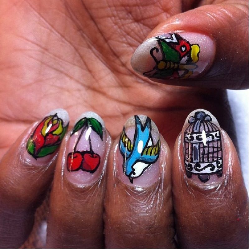 Dragon nail tattoo as fingernail motif - Nail art designs
