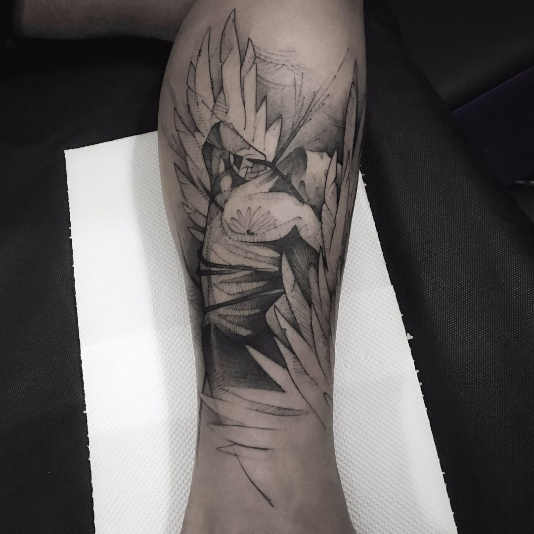 Tattoo uploaded by Luiza Siqueira • Anjo #LeoDionizio #tatuadoresdobrasil # brasil #brazil #brazilianartist #pontilhismo #dotwork #fineline #anjo  #angel #sketchstyle #estilorascunho #boy #garoto #menino #men #homem •  Tattoodo