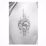 Globe tattoo by Max Le Squatt #MaxLeSquatt #fineline #blackandgrey #globe #linework