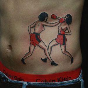 Boxing Tattoo by Cris Cleen #boxing #boxingtattoo #traditional #redandblacktattoo #redandblack #redink #CrisCleen