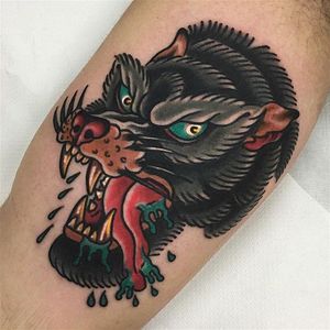 Wolf Tattoo by Gianluca Artico #wolf #traditionalwolf #traditional #traditionalartist #boldwillhold #italianartist #GianlucaArtico