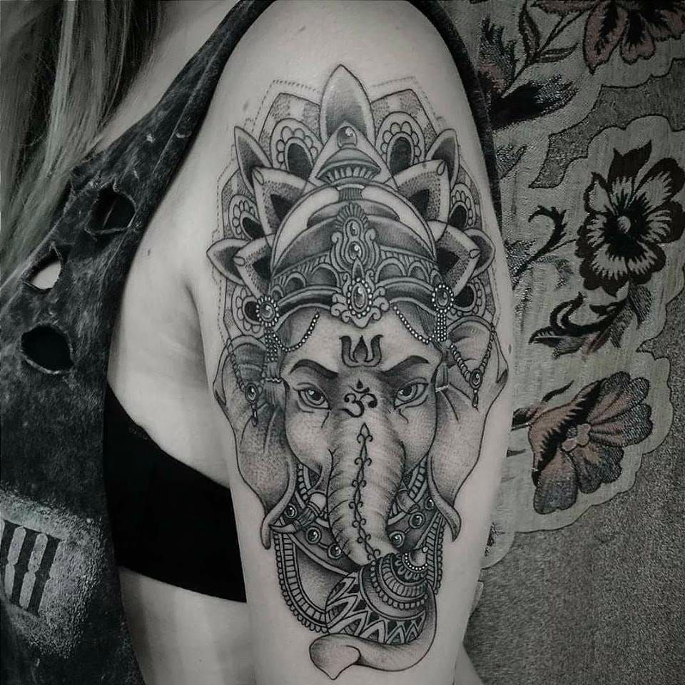 Ganesha tattoo done with Mandala style is really awesome